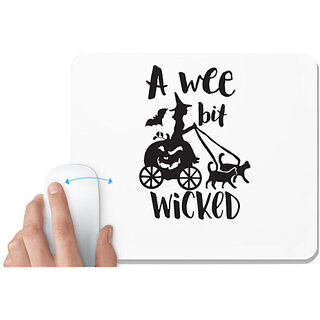                       UDNAG White Mousepad 'Witchy | A wee bit wicked' for Computer / PC / Laptop [230 x 200 x 5mm]                                              