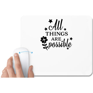                       UDNAG White Mousepad 'Possible | All things are possible II' for Computer / PC / Laptop [230 x 200 x 5mm]                                              