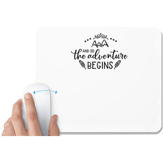                       UDNAG White Mousepad 'Adventure | And so the adventure begins' for Computer / PC / Laptop [230 x 200 x 5mm]                                              