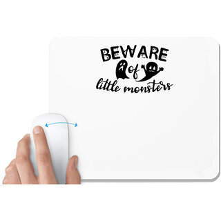                       UDNAG White Mousepad 'Monster | Beware of little monsters' for Computer / PC / Laptop [230 x 200 x 5mm]                                              