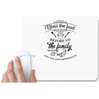                       UDNAG White Mousepad 'Blessing | Bless the food' for Computer / PC / Laptop [230 x 200 x 5mm]                                              