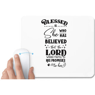                       UDNAG White Mousepad 'Blessing | Blessed is She' for Computer / PC / Laptop [230 x 200 x 5mm]                                              