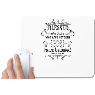                       UDNAG White Mousepad 'Blessing | Blessed' for Computer / PC / Laptop [230 x 200 x 5mm]                                              
