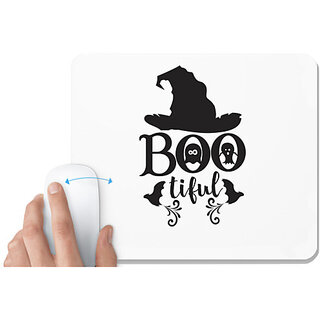                       UDNAG White Mousepad 'Boo | Bootiful' for Computer / PC / Laptop [230 x 200 x 5mm]                                              