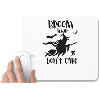                       UDNAG White Mousepad 'Witch | Broom hair dont care' for Computer / PC / Laptop [230 x 200 x 5mm]                                              