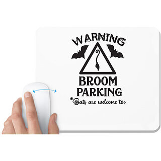                       UDNAG White Mousepad 'Witch | Broom Parking' for Computer / PC / Laptop [230 x 200 x 5mm]                                              