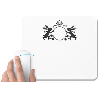                       UDNAG White Mousepad 'Rabbit | Bunny Monogram' for Computer / PC / Laptop [230 x 200 x 5mm]                                              