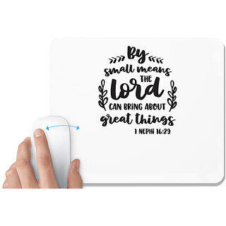                       UDNAG White Mousepad 'Small means great things | By Small Means' for Computer / PC / Laptop [230 x 200 x 5mm]                                              