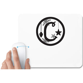                       UDNAG White Mousepad 'Christmass | Christmas Monogram Alphabet C' for Computer / PC / Laptop [230 x 200 x 5mm]                                              