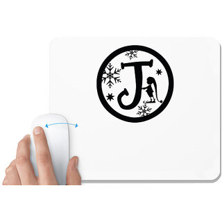                       UDNAG White Mousepad 'Christmass | Christmas Monogram Alphabet J' for Computer / PC / Laptop [230 x 200 x 5mm]                                              