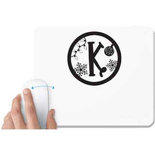                       UDNAG White Mousepad 'Christmass | Christmas Monogram Alphabet K' for Computer / PC / Laptop [230 x 200 x 5mm]                                              