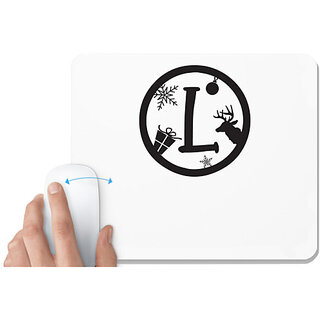                       UDNAG White Mousepad 'Christmass | Christmas Monogram Alphabet L' for Computer / PC / Laptop [230 x 200 x 5mm]                                              