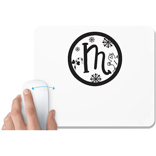                       UDNAG White Mousepad 'Christmass | Christmas Monogram Alphabet M' for Computer / PC / Laptop [230 x 200 x 5mm]                                              