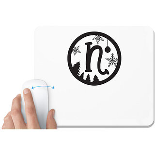                       UDNAG White Mousepad 'Christmass | Christmas Monogram Alphabet N' for Computer / PC / Laptop [230 x 200 x 5mm]                                              