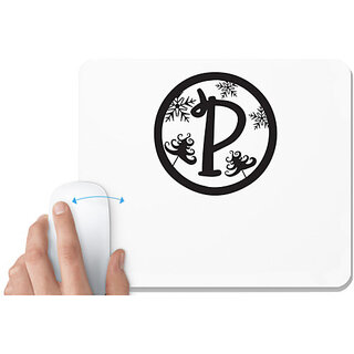                       UDNAG White Mousepad 'Christmass | Christmas Monogram Alphabet P' for Computer / PC / Laptop [230 x 200 x 5mm]                                              
