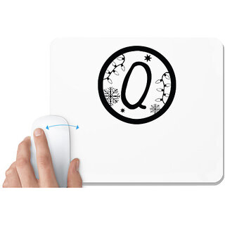                       UDNAG White Mousepad 'Christmass | Christmas Monogram Alphabet Q' for Computer / PC / Laptop [230 x 200 x 5mm]                                              