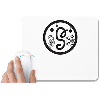                       UDNAG White Mousepad 'Christmass | Christmas Monogram Alphabet S' for Computer / PC / Laptop [230 x 200 x 5mm]                                              