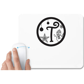                       UDNAG White Mousepad 'Christmass | Christmas Monogram Alphabet T' for Computer / PC / Laptop [230 x 200 x 5mm]                                              