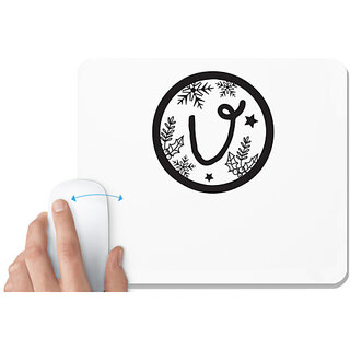                       UDNAG White Mousepad 'Christmass | Christmas Monogram Alphabet U' for Computer / PC / Laptop [230 x 200 x 5mm]                                              
