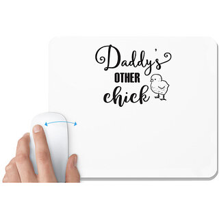                       UDNAG White Mousepad 'Dady and Baby | Daddy's other chick' for Computer / PC / Laptop [230 x 200 x 5mm]                                              