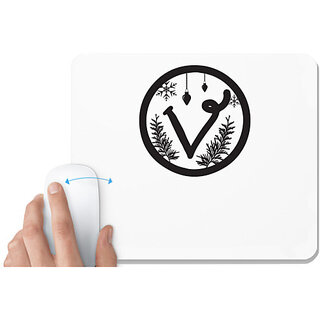                      UDNAG White Mousepad 'Christmass | Christmas Monogram Alphabet V' for Computer / PC / Laptop [230 x 200 x 5mm]                                              