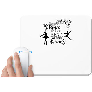                       UDNAG White Mousepad 'Dancing | Dance to the beat of your dreams' for Computer / PC / Laptop [230 x 200 x 5mm]                                              