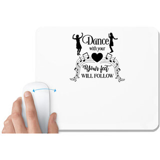                       UDNAG White Mousepad 'Dancing | Dance with your heart' for Computer / PC / Laptop [230 x 200 x 5mm]                                              