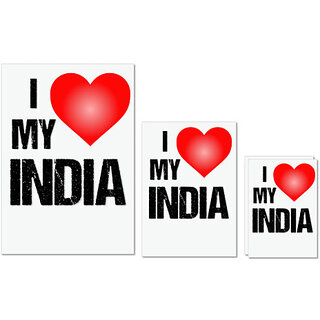                       UDNAG Untearable Waterproof Stickers 155GSM 'INDIA I love My INDIA' A4 x 1pc, A5 x 1pc & A6 x 2pc                                              