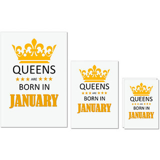                       UDNAG Untearable Waterproof Stickers 155GSM 'Birthday | Queens are born in January' A4 x 1pc, A5 x 1pc & A6 x 2pc                                              