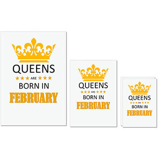                       UDNAG Untearable Waterproof Stickers 155GSM 'Birthday | Queens are born in February' A4 x 1pc, A5 x 1pc & A6 x 2pc                                              
