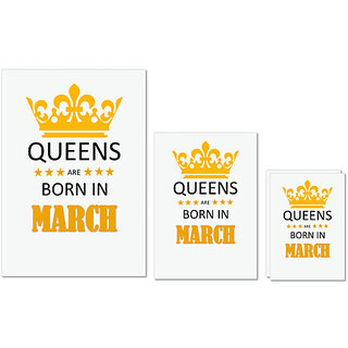                       UDNAG Untearable Waterproof Stickers 155GSM 'Birthday | Queens are born in March' A4 x 1pc, A5 x 1pc & A6 x 2pc                                              