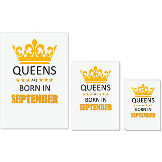                       UDNAG Untearable Waterproof Stickers 155GSM 'Birthday | Queens are born in September' A4 x 1pc, A5 x 1pc & A6 x 2pc                                              