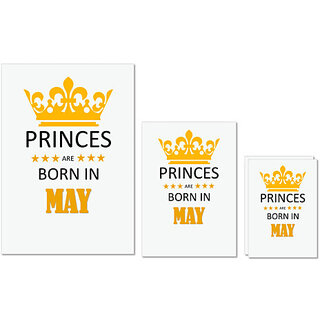                       UDNAG Untearable Waterproof Stickers 155GSM 'Birthday | Princes are born in May' A4 x 1pc, A5 x 1pc & A6 x 2pc                                              