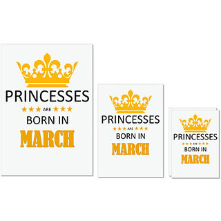                       UDNAG Untearable Waterproof Stickers 155GSM 'Birthday | Princesses are born in March' A4 x 1pc, A5 x 1pc & A6 x 2pc                                              