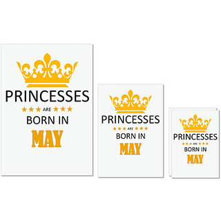                       UDNAG Untearable Waterproof Stickers 155GSM 'Birthday | Princesses are born in May' A4 x 1pc, A5 x 1pc & A6 x 2pc                                              