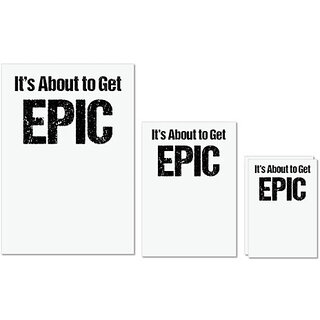                       UDNAG Untearable Waterproof Stickers 155GSM 'Epic | It about to gets epic' A4 x 1pc, A5 x 1pc & A6 x 2pc                                              