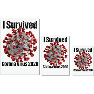                       UDNAG Untearable Waterproof Stickers 155GSM 'Corona | I servived corona virus 2020' A4 x 1pc, A5 x 1pc & A6 x 2pc                                              