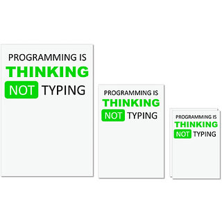                       UDNAG Untearable Waterproof Stickers 155GSM 'Coder | Programming thinking not typing' A4 x 1pc, A5 x 1pc & A6 x 2pc                                              