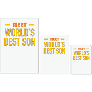                       UDNAG Untearable Waterproof Stickers 155GSM 'Dad Son | Meet worlds best Son' A4 x 1pc, A5 x 1pc & A6 x 2pc                                              