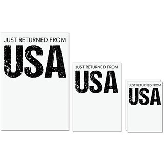                       UDNAG Untearable Waterproof Stickers 155GSM 'USA | Just Returned from USA' A4 x 1pc, A5 x 1pc & A6 x 2pc                                              