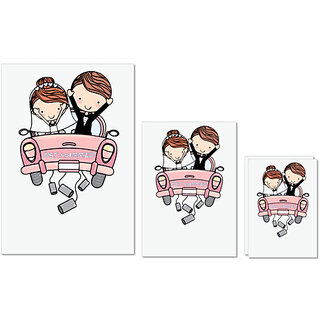                       UDNAG Untearable Waterproof Stickers 155GSM 'Couple wedding | Just Married' A4 x 1pc, A5 x 1pc & A6 x 2pc                                              