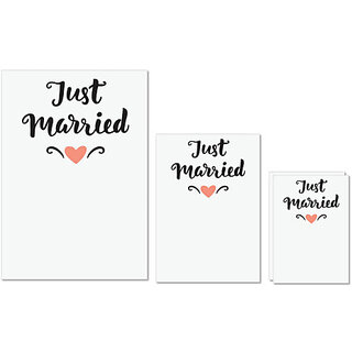                       UDNAG Untearable Waterproof Stickers 155GSM 'Couple pink | Just Married' A4 x 1pc, A5 x 1pc & A6 x 2pc                                              