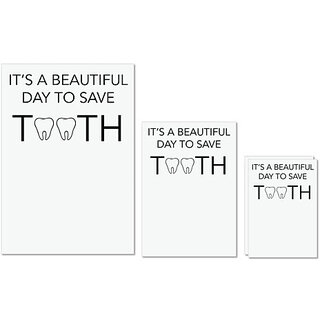                       UDNAG Untearable Waterproof Stickers 155GSM 'Dentist | Its a beautiful day to save tooth' A4 x 1pc, A5 x 1pc & A6 x 2pc                                              