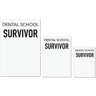                       UDNAG Untearable Waterproof Stickers 155GSM 'Dentist | Dental school Survivor' A4 x 1pc, A5 x 1pc & A6 x 2pc                                              