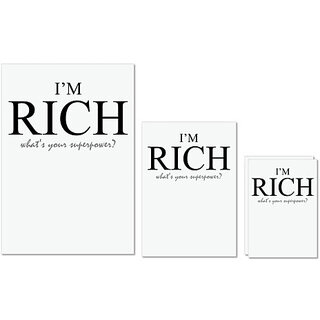                       UDNAG Untearable Waterproof Stickers 155GSM 'I'm Rich' A4 x 1pc, A5 x 1pc & A6 x 2pc                                              