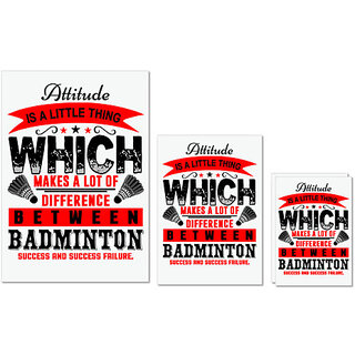                       UDNAG Untearable Waterproof Stickers 155GSM 'Badminton | Attitude SUCCESS AND FAILURE' A4 x 1pc, A5 x 1pc & A6 x 2pc                                              