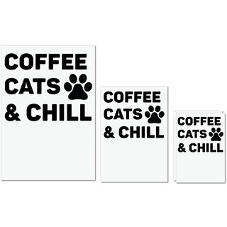                       UDNAG Untearable Waterproof Stickers 155GSM 'Coffee Cat | Coffee Cat' A4 x 1pc, A5 x 1pc & A6 x 2pc                                              