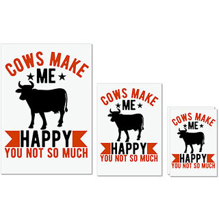                       UDNAG Untearable Waterproof Stickers 155GSM 'Cow | cows make me happy you not so much' A4 x 1pc, A5 x 1pc & A6 x 2pc                                              