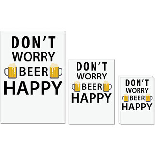                       UDNAG Untearable Waterproof Stickers 155GSM 'Beer | Don't Worry' A4 x 1pc, A5 x 1pc & A6 x 2pc                                              