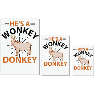                       UDNAG Untearable Waterproof Stickers 155GSM 'Donkey | he's a wonky donkey' A4 x 1pc, A5 x 1pc & A6 x 2pc                                              